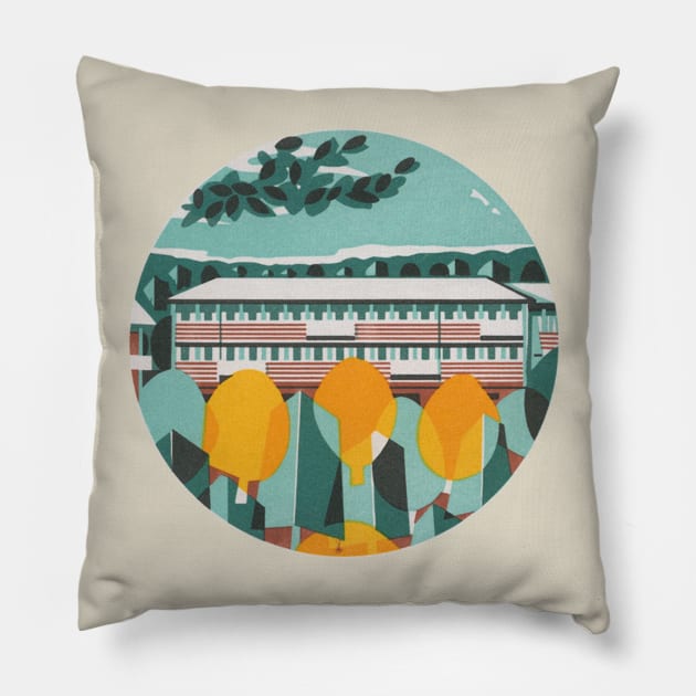 Vintage 1960s Minimal Illustration Pillow by DankFutura