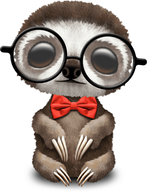 Cute Nerdy Sloth Wearing Glasses and Bow Tie Kids T-Shirt by jeffbartels