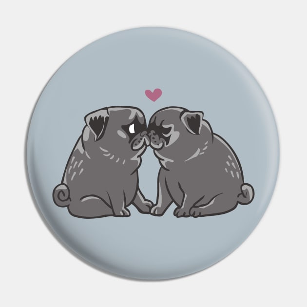 Black Pug Kisses Pin by huebucket