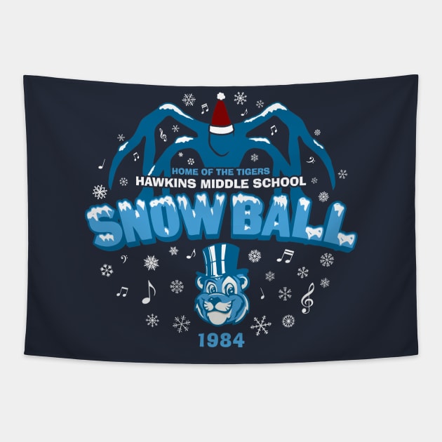 Hawkins '84 Snow Ball Tapestry by huckblade