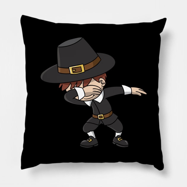 Thanksgiving Dabbing Pilgrim Dab Dance Boys Kids Pillow by E