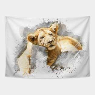 Lion Animal Wildlife Jungle Nature Safari Adventure Discovery Africa Digital Painting Tapestry