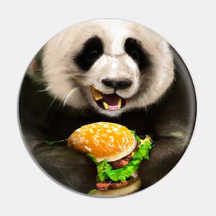 Panda eating Fast Food Pin