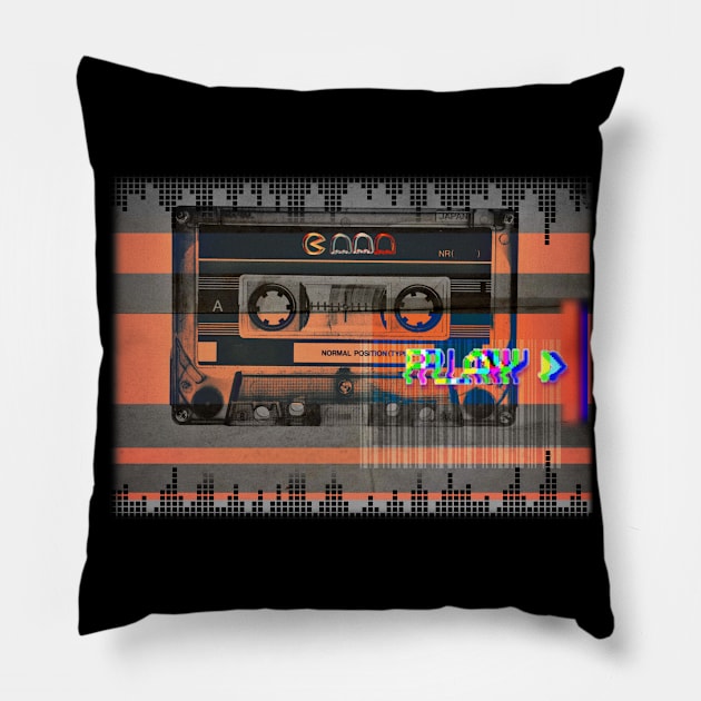 Press PLAY & let the music move you. Its your time to SHINE, get out there & dance retro glitch art VINTAGE EDGE Pillow by originalsusie