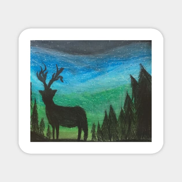 Oil pastel deer Magnet by Thedisc0panda