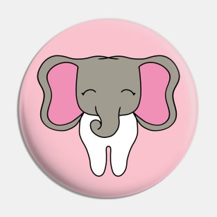 Cute Molar with Elephant head illustration - for Dentists, Hygienists, Dental Assistants, Dental Students and anyone who loves teeth by Happimola Pin