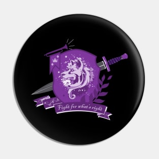 Dog crest, fight for what's right - Purple Pin
