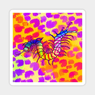 Colorful Centipede | Cheetah Print (Gold/Fuchsia) Magnet