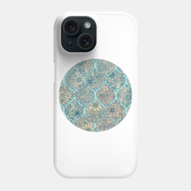 Moroccan Floral Lattice Arrangement - aqua / teal Phone Case by micklyn