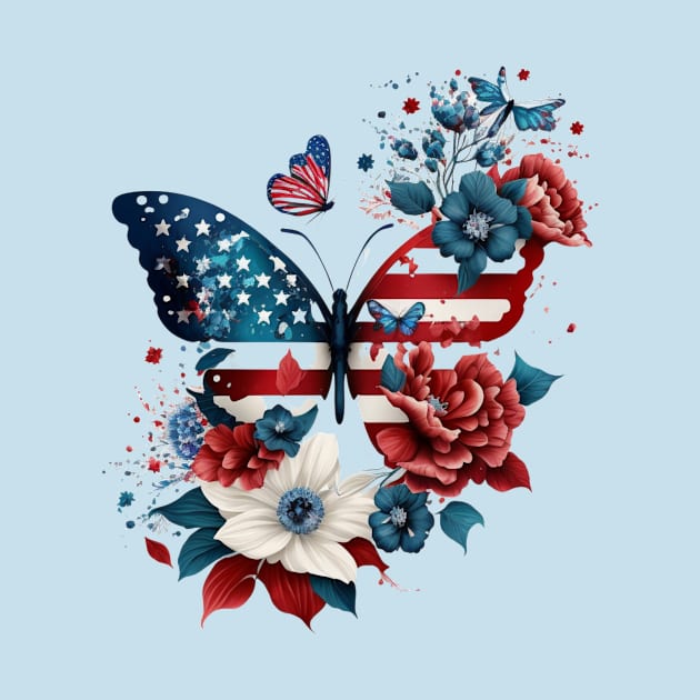 Patriotic Butterfly, 4th of July Design by PaperMoonGifts