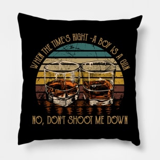 When The Time's Right A Boy Is A Gun No, Don't Shoot Me Down Wine Graphic Glasses Pillow