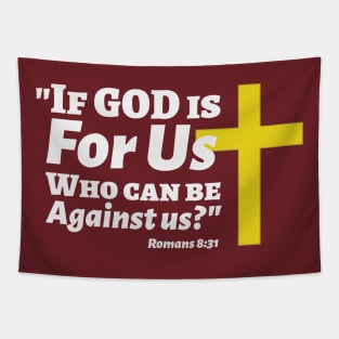 If God is For Us Romans 8:31 Gray Lettering Tapestry