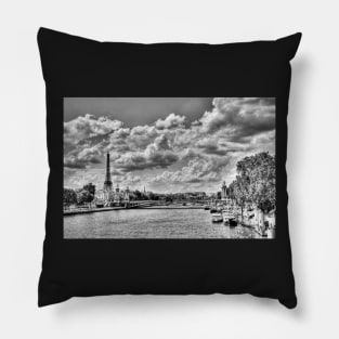 The River Seine And Eiffel Tower Pillow