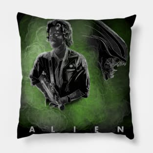 Ripley and alien in fog Pillow