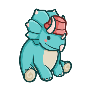 Cute Triceratops with Bucket Hat, Dino, Dinosaur T-Shirt
