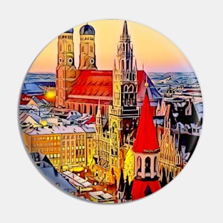 Munich Deutschland Vintage Travel and Tourism Advertising Print Pin