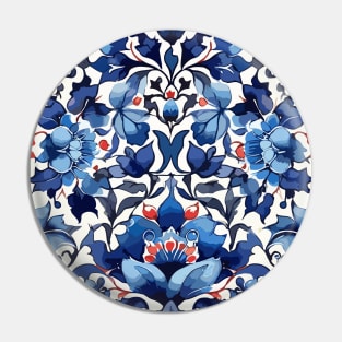 Blue Ottoman Pattern on White Pin