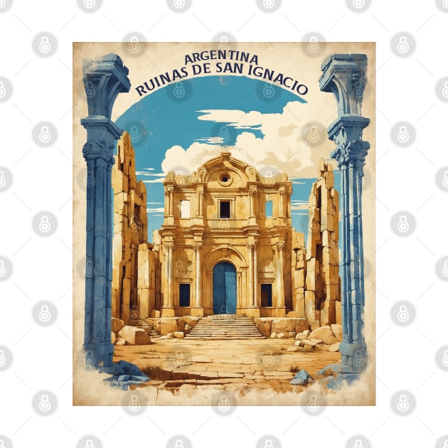 Ruinas de San Ignacio Argentina Vintage Tourism Poster by TravelersGems