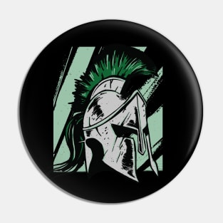 Gritty Spartan Helment Illustration Pin