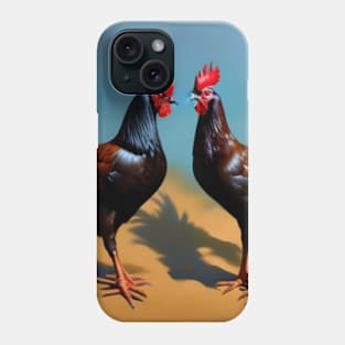 Country Roosters oil painting artwork Phone Case