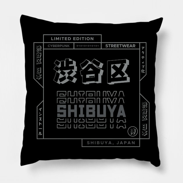 Doc Labs - Shibuya(渋谷区), Japan(日本) / Cyberpunk - 1 - (Grey) Pillow by Doc Labs