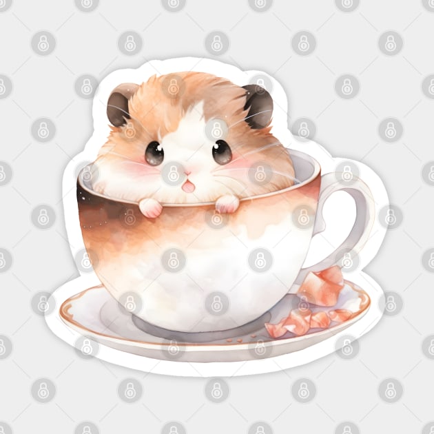 Cute and Adorable hamster in a Teacup Magnet by WaffleWapol