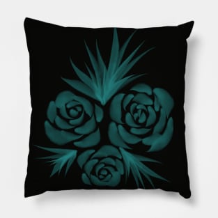 Mint watercolor roses with leaves Pillow