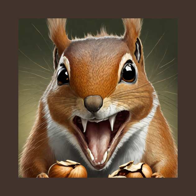 Surprised squirrel with nuts illustration by KOTYA