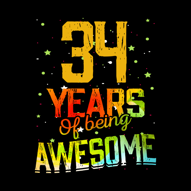 34 Years Of Being Awesome Gifts 34th Anniversary Gift Vintage Retro Funny 34 Years Birthday Men Women by nzbworld