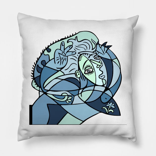 portrait cubism Pillow by MGphotoart