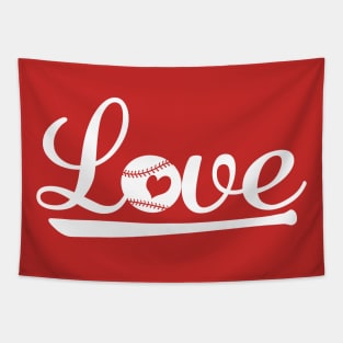 Love Baseball Vintage Script Laces Simple Cute Tapestry