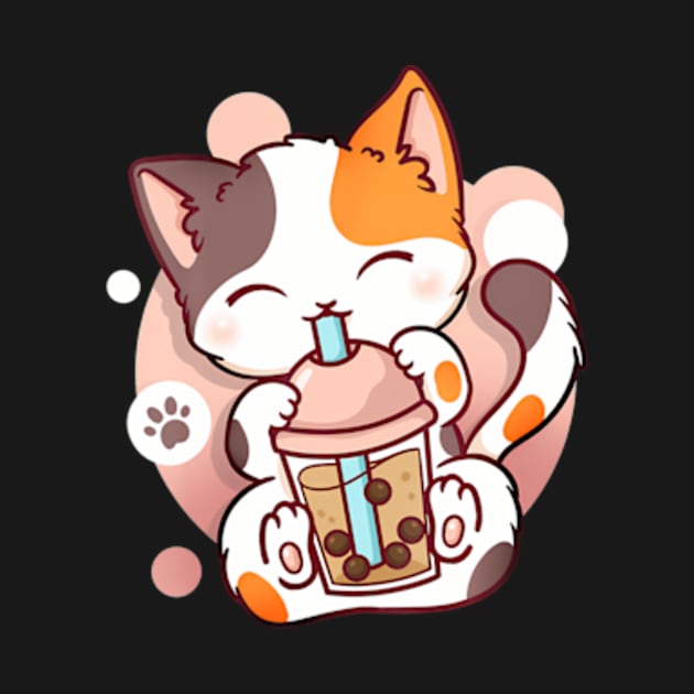 Cat Boba Tea Bubble Tea Anime Kawaii Neko by Cristian Torres