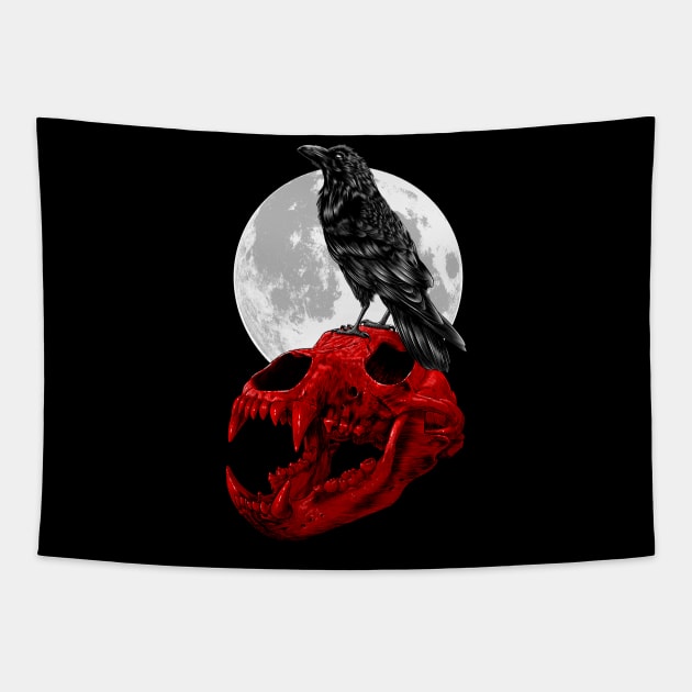 Raven skull Tapestry by albertocubatas
