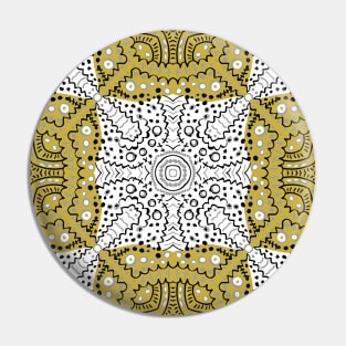 Gold abstract seamless kaleidoscope pattern — white and black background Pin