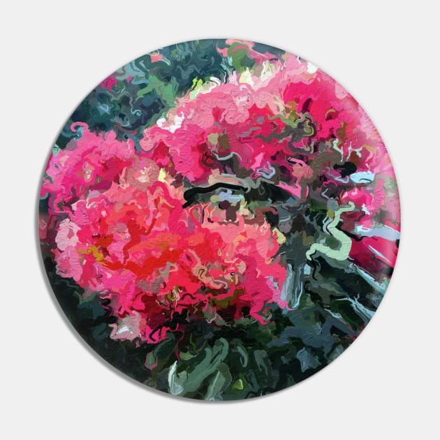 Red flower blossoms amid lush green foliage Pin by lukefranklinart