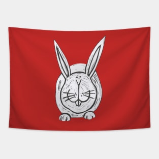 Rabbit, Big, Fat, White Rabbit, on pink. Tapestry