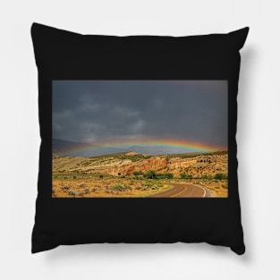 Rainbow at the End of the Road Pillow