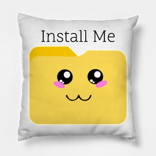 Cute Kawaii File Folder T-Shirt: 'Install Me' Funny Tech Tee Pillow