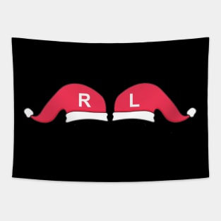 Left and Right Santa Hat X-Ray Markers - Black Background Tapestry