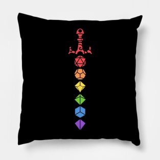 Polyhedral Dice Set Sword Rainbow TRPG Tabletop RPG Gaming Addict Pillow