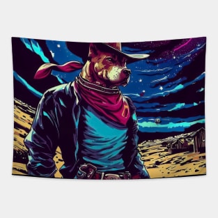 Cool cartoon dog cowboy in space Tapestry