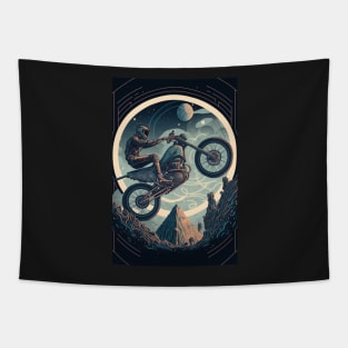 Dirt bike magical astronomical sphere blue sky Tapestry