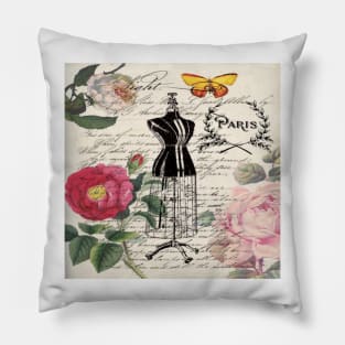 french country rose floral modern vintage dress mannequin paris fashion Pillow