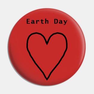 Earth Day Black Heart Line Drawing Pin