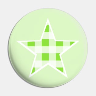 Apple Green and White Buffalo Plaid Star Pin