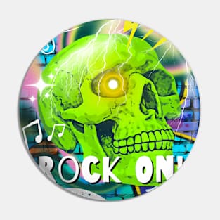 Rock On, Skull Graffiti Pin