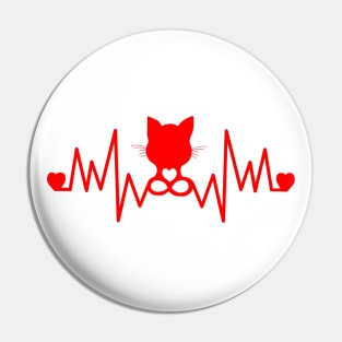 Cat Infinity Red Pulse Heartbeat Pin