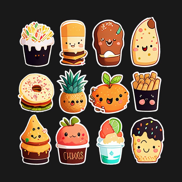 #5 Cute happy food dessert sticker pack by KawaiiFoodArt