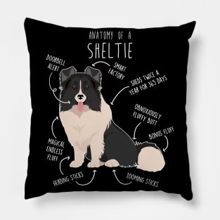 Bi Black Sheltie Shetland Sheepdog Anatomy Pillow