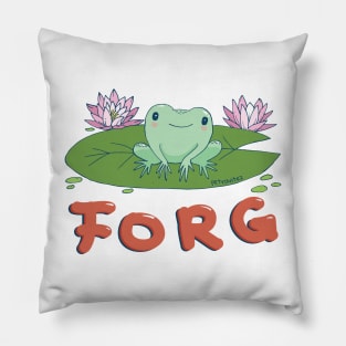 FORG - little frog on a lily pad, chilling Pillow